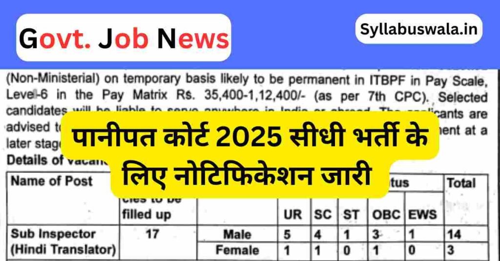 Panipat Court Recruitment 2025