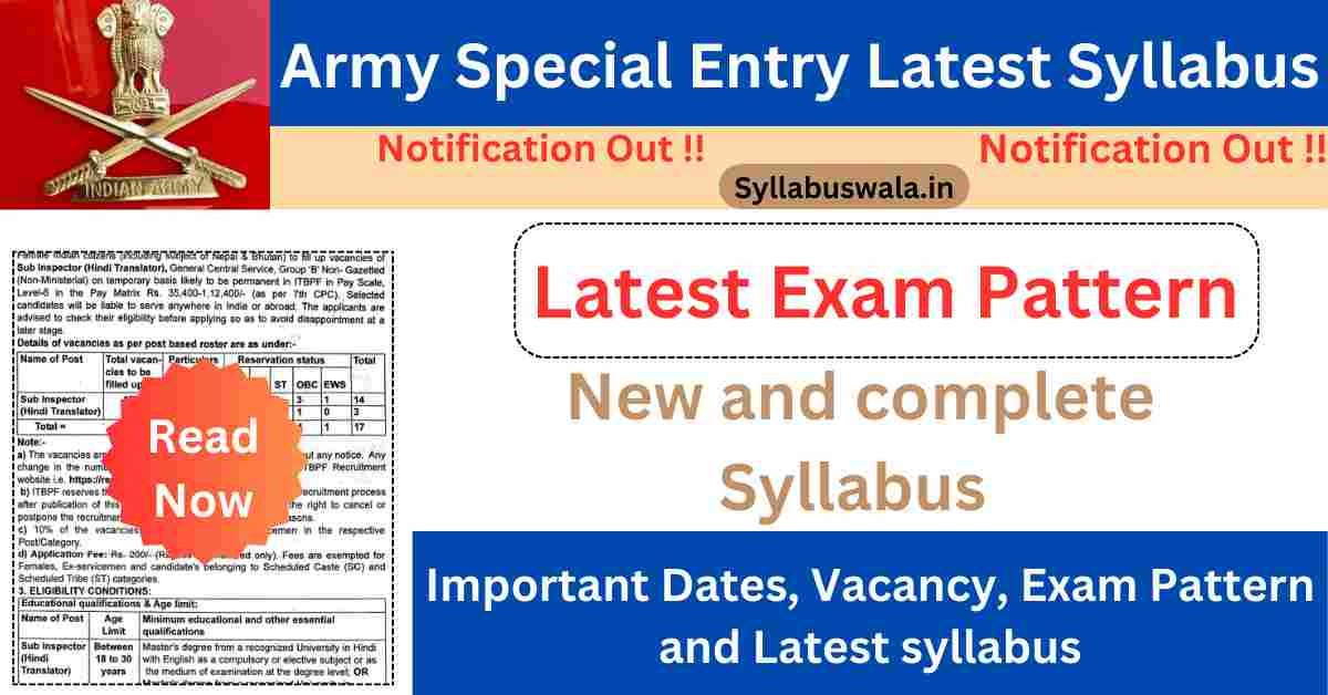 Army NCC Special Entry Latest Syllabus 2025